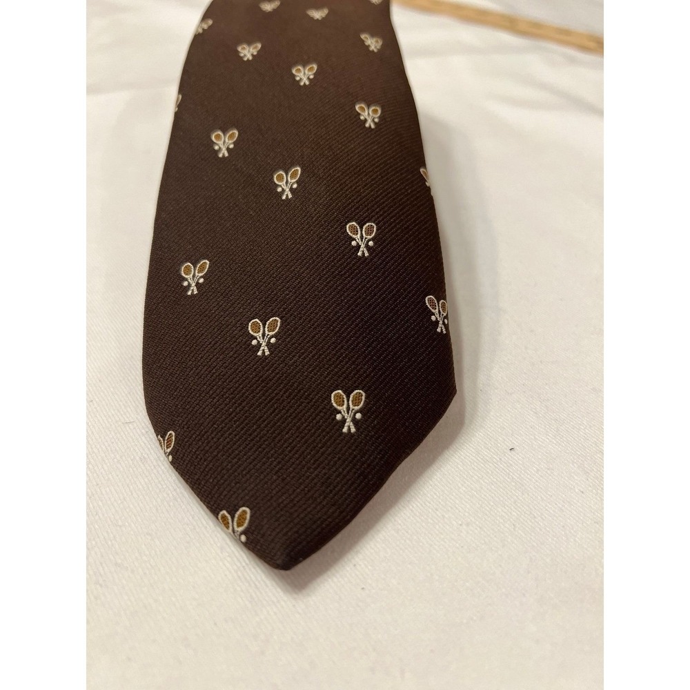 Tennis racket men's chocolate brown Tie Guccini Paris New York designer necktie